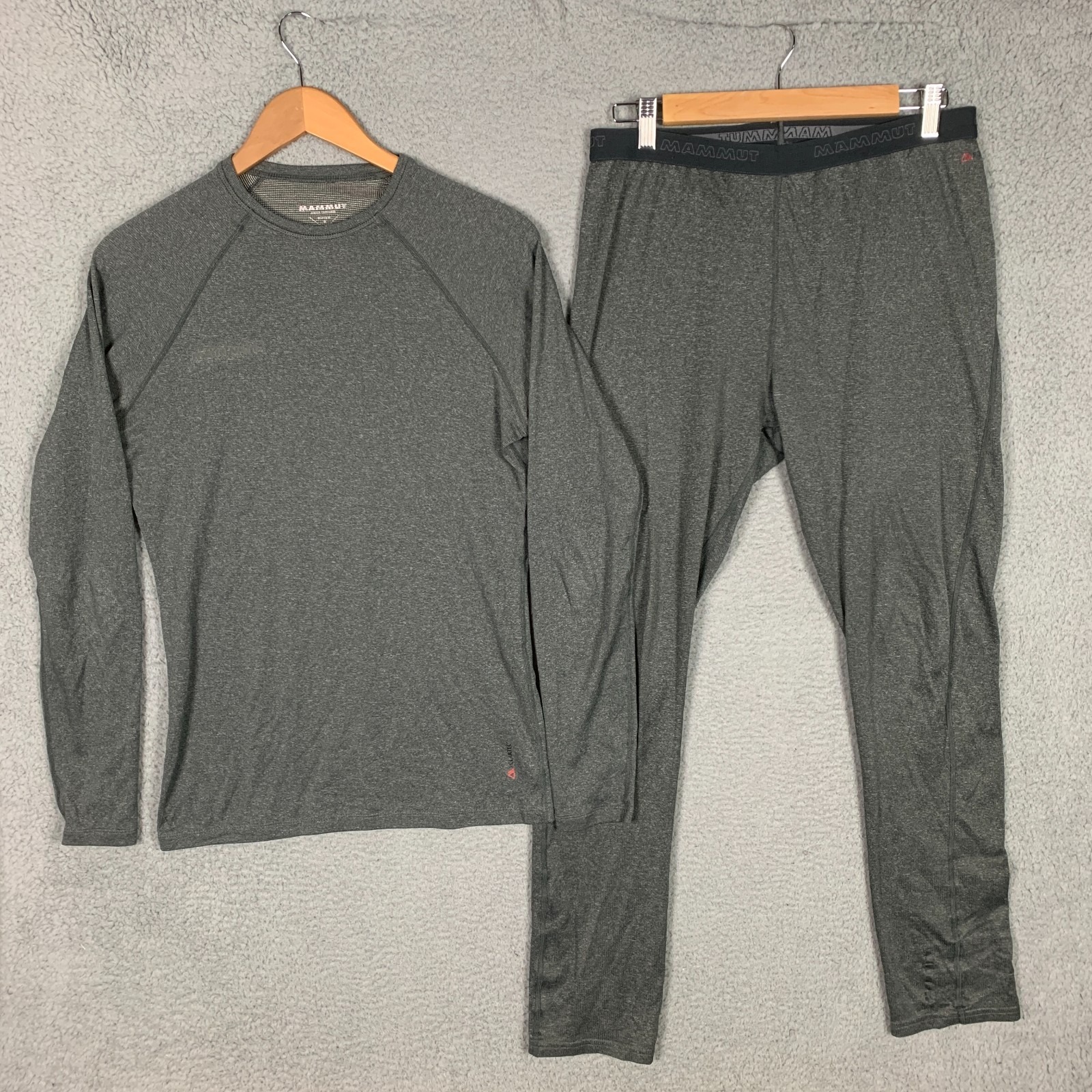 Mammut Thermal Shirt & Pants Men's S/L Gray Stretch Baselayer 2 Piece Lot Of 2